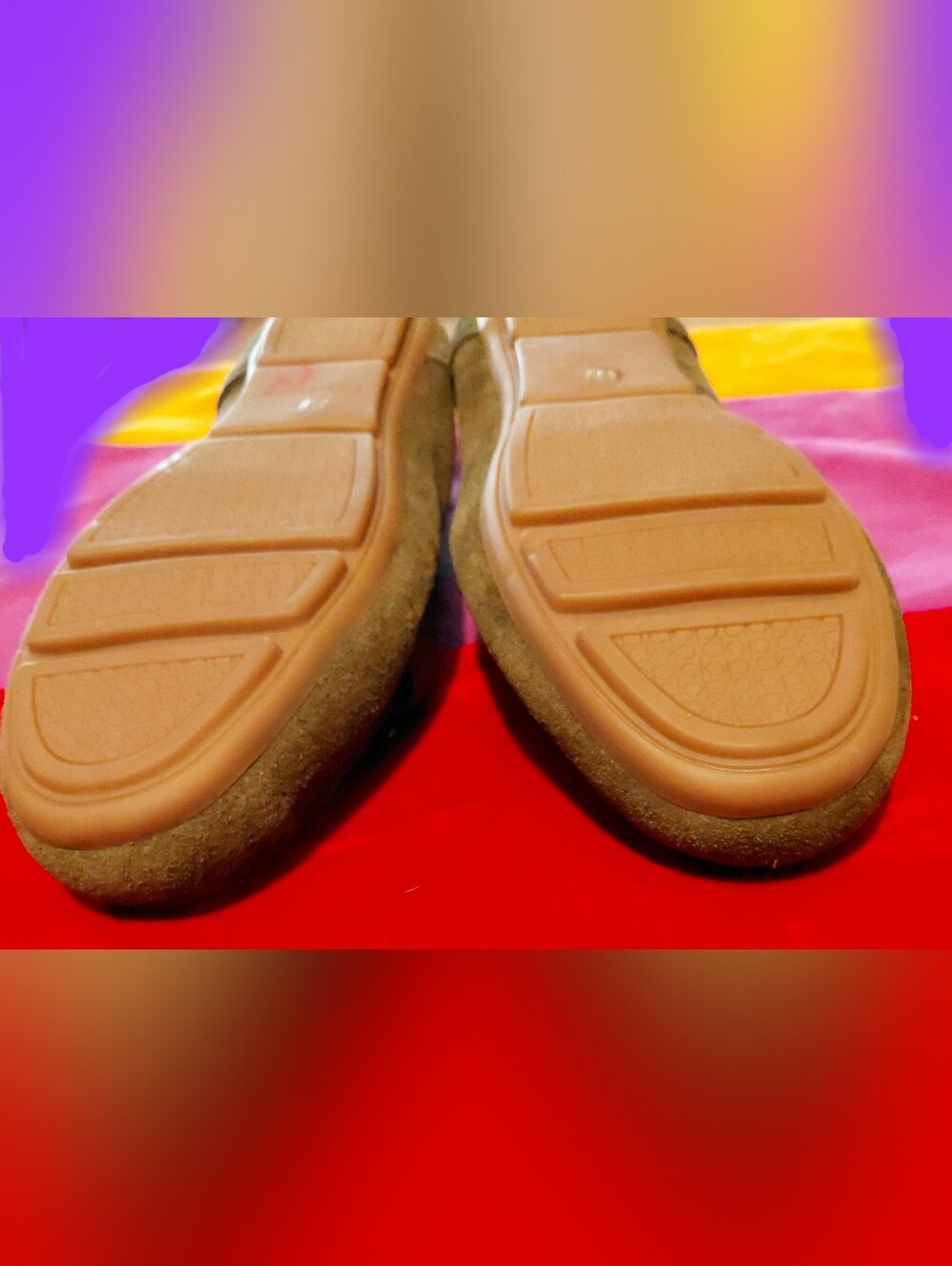 Calvin Klein Olive Suede Lydia Flats 6 1/2 M Great Conditon Gold Accents Clean - Picture 5 of 7